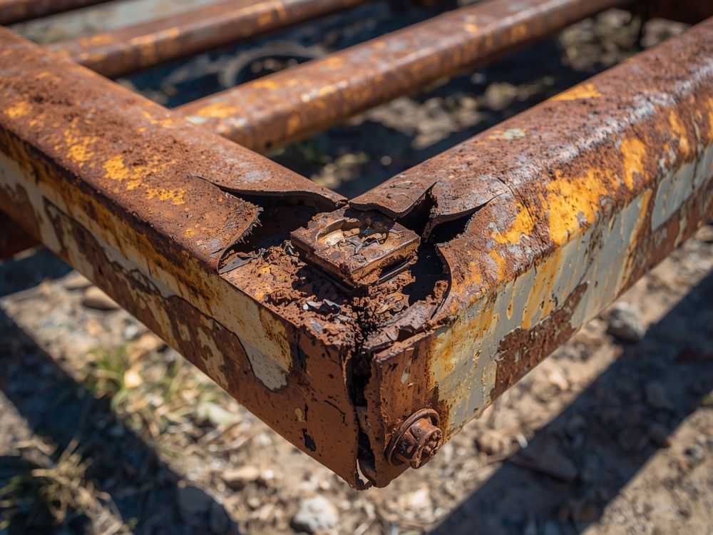 Trailer tongue gusset cracked through the plate and into the frame rail before repair