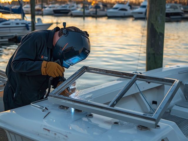 AC TIG welding an aluminum boat rail